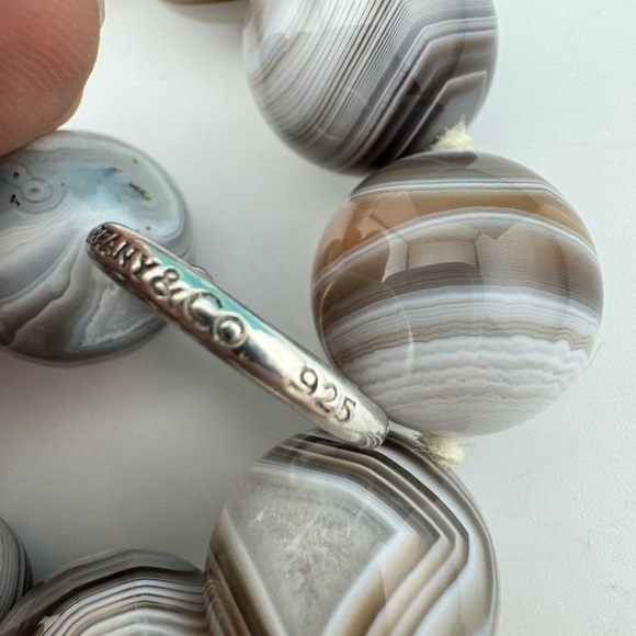 RARE Tiffany & Co. 18mm Banded Agate Gemstone Necklace Paloma Picasso Silver - Picture 6 of 7